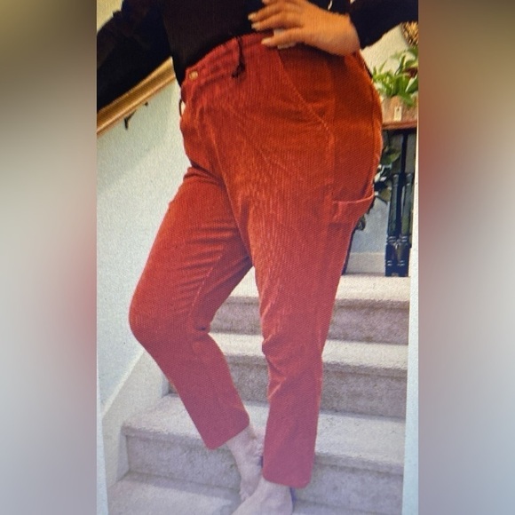 NWT Judy Blue Ankle‎ Straight Corduroy Pants High Rise Cropped Rust Red Plus 29W - Picture 13 of 13